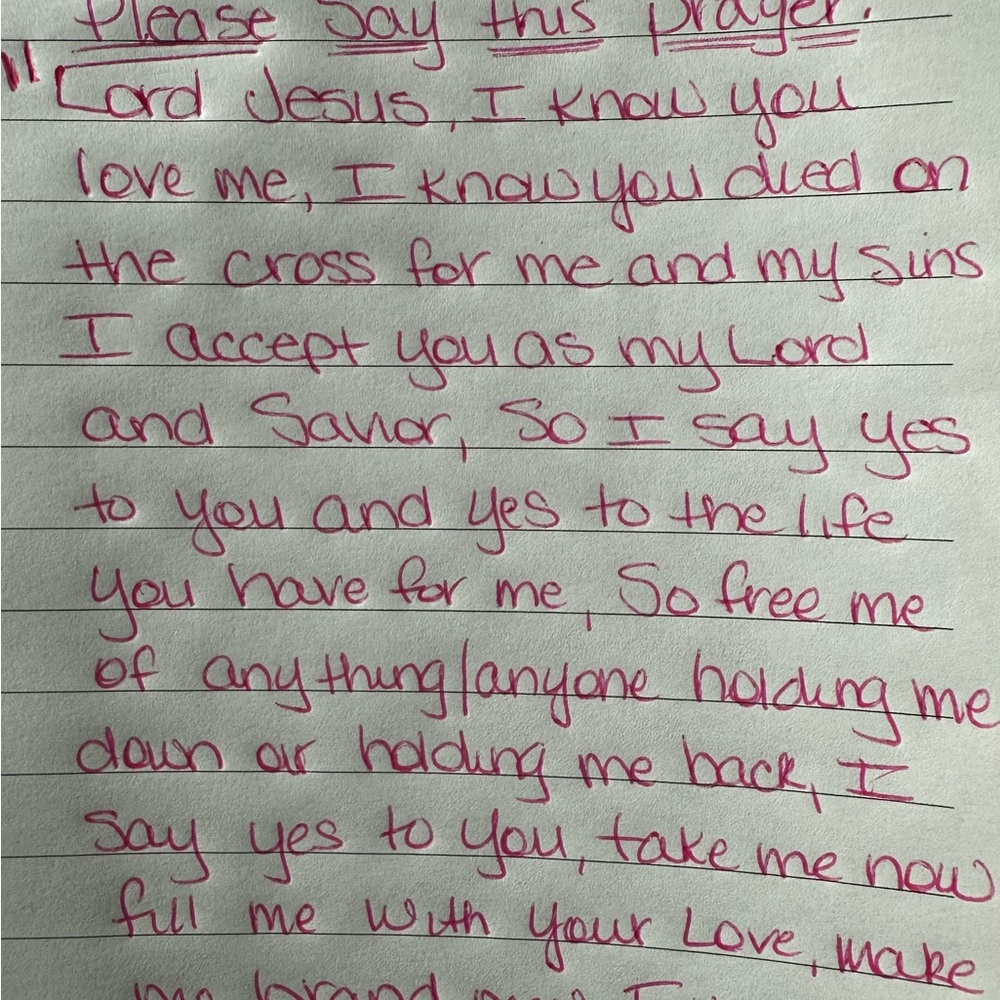 Handwritten Inspirational Note